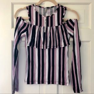 ASOS Cold Shoulder Black/Purple/White Top